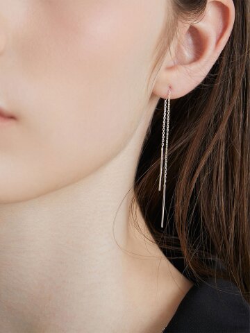 [Silver925] 심플 체인 스틱귀걸이