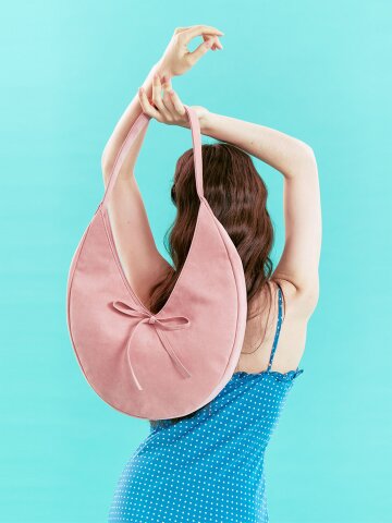 초승달 스웨이드 호보백_핑크