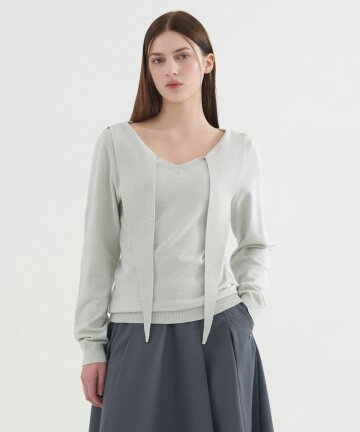 녹스 타이-브이넥 니트