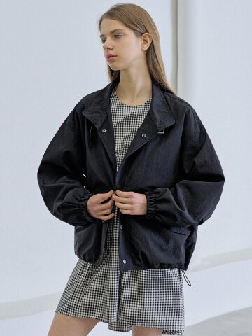 Nylon Windbreakert Jumper - BLACK