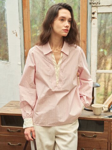 SR_Lapel pullover shirt_2color