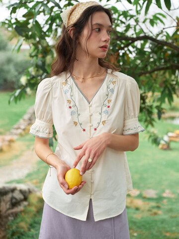 5/6 예약배송_SR_Niche puff sleeve blouse