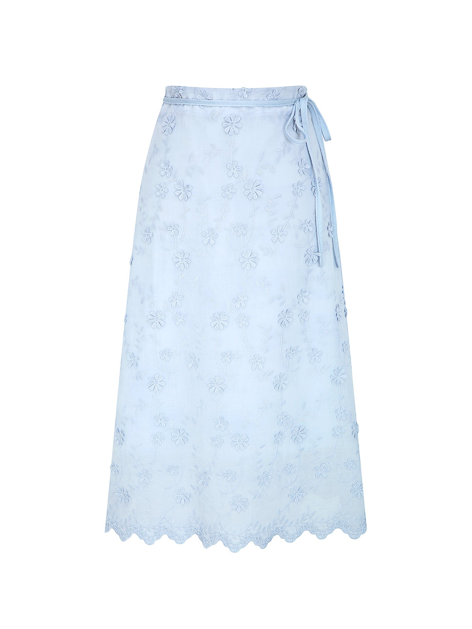 플라워 백 밴딩 A라인 스커트 (LIGHT BLUE)