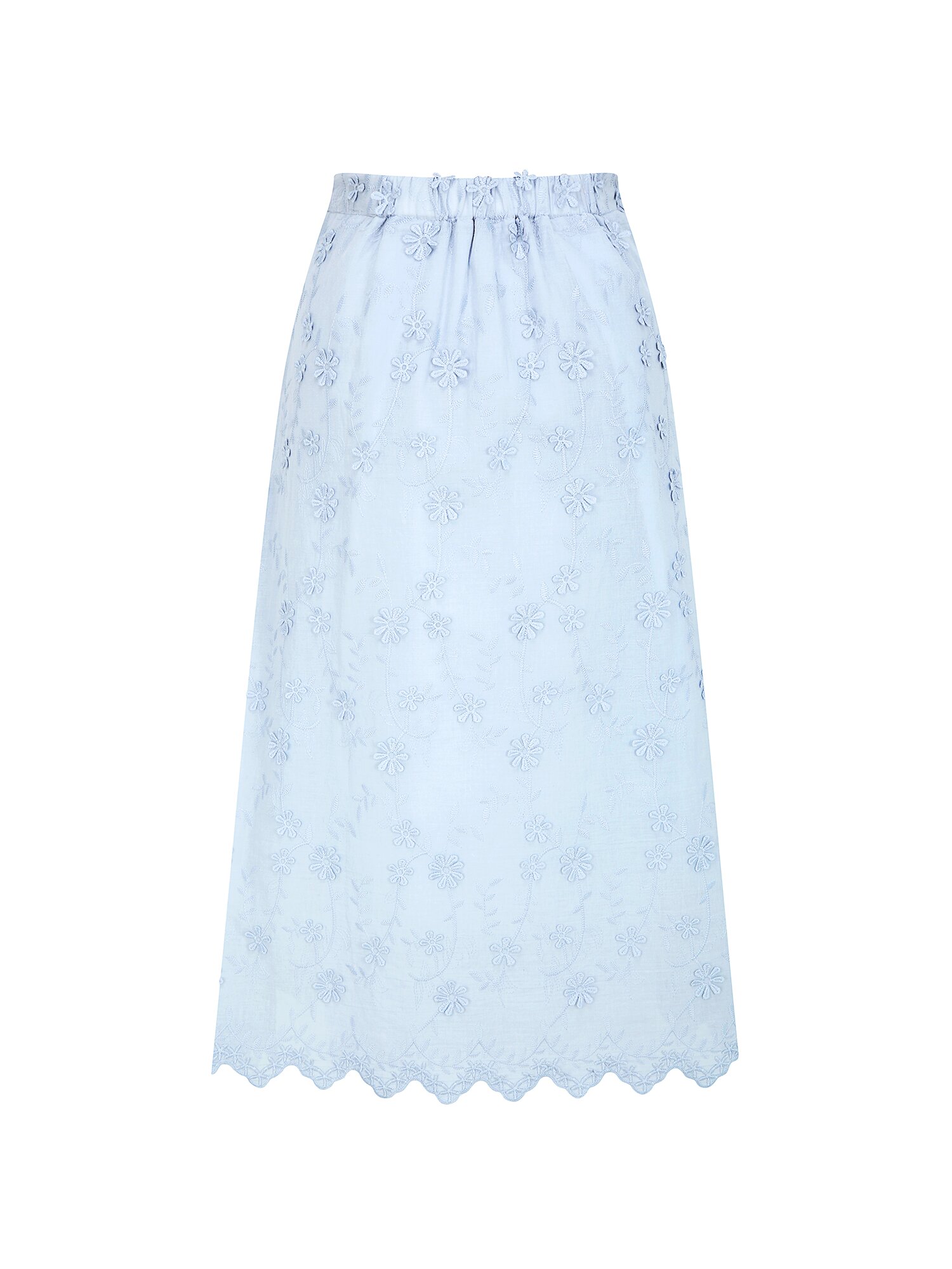 플라워 백 밴딩 A라인 스커트 (LIGHT BLUE)