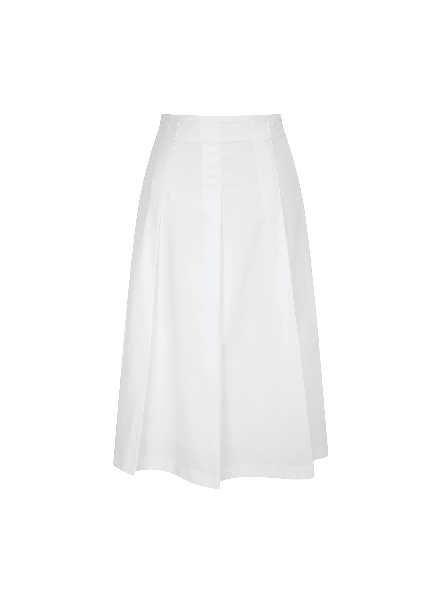 백 리본 플리츠 미디 스커트 (WHITE)