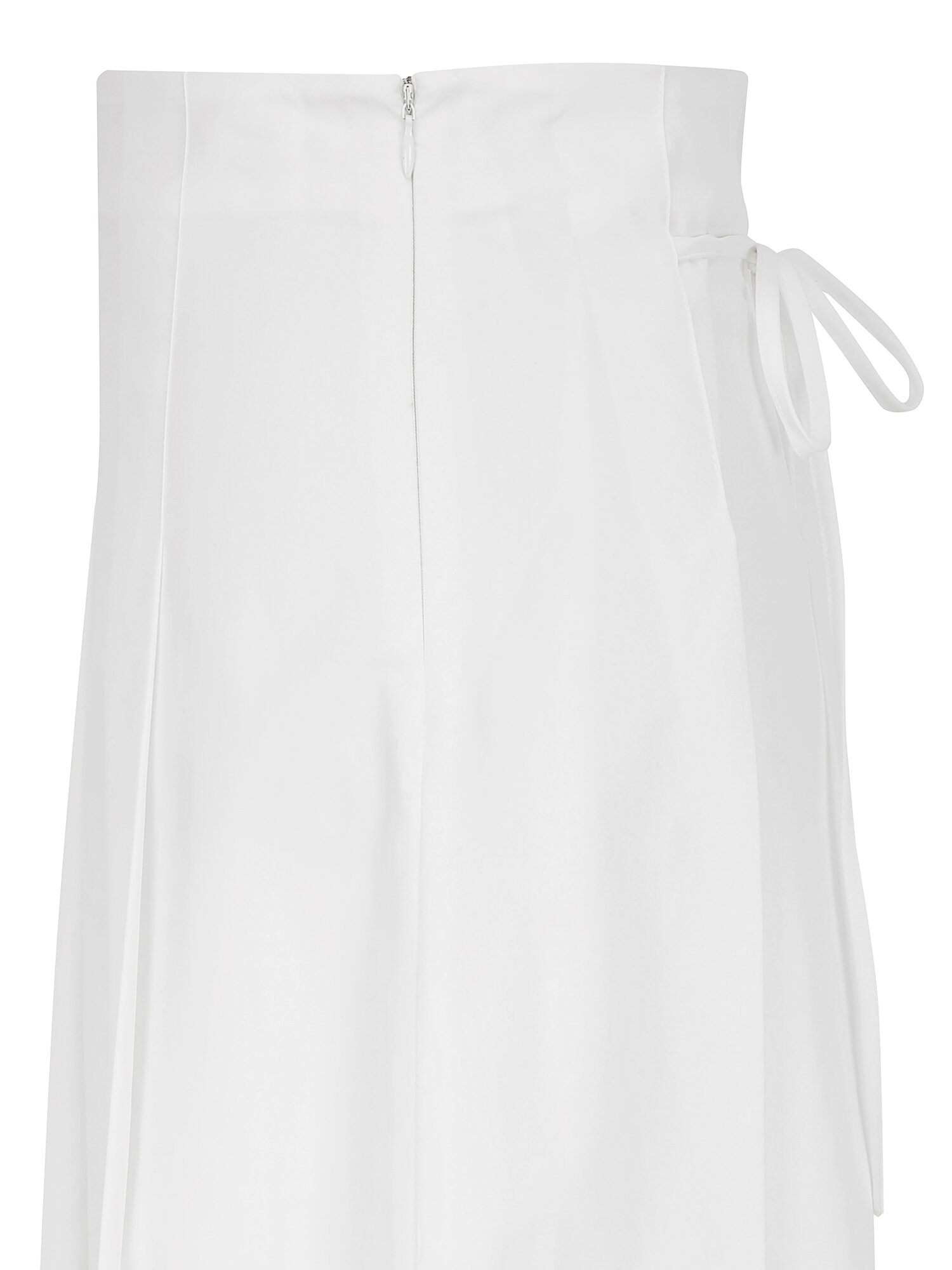 백 리본 플리츠 미디 스커트 (WHITE)