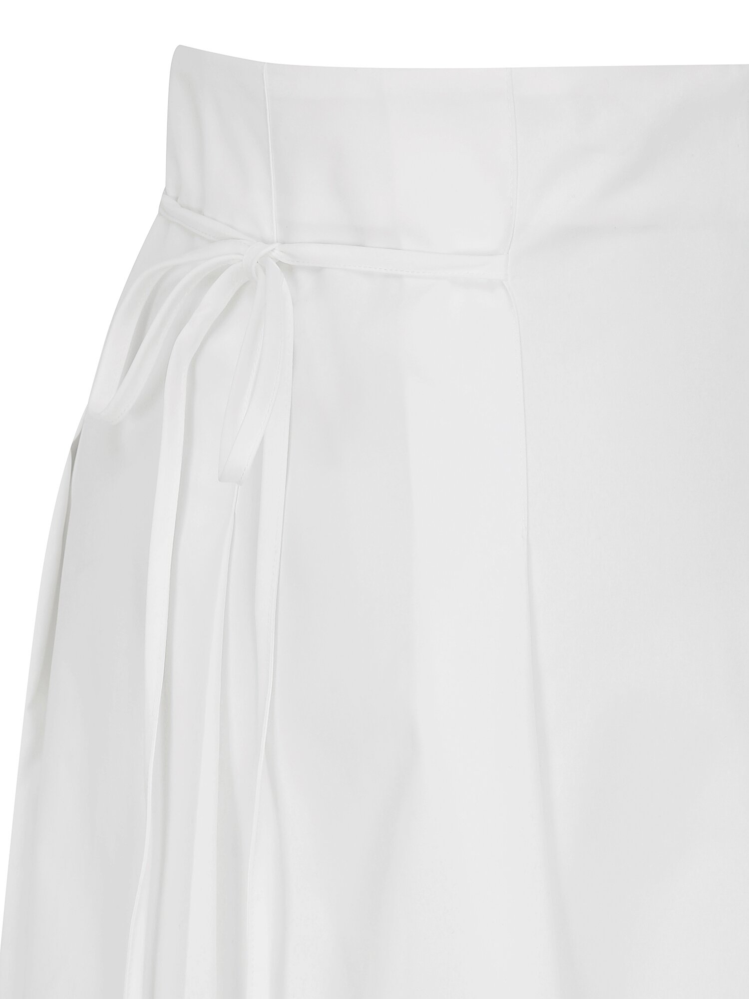 백 리본 플리츠 미디 스커트 (WHITE)
