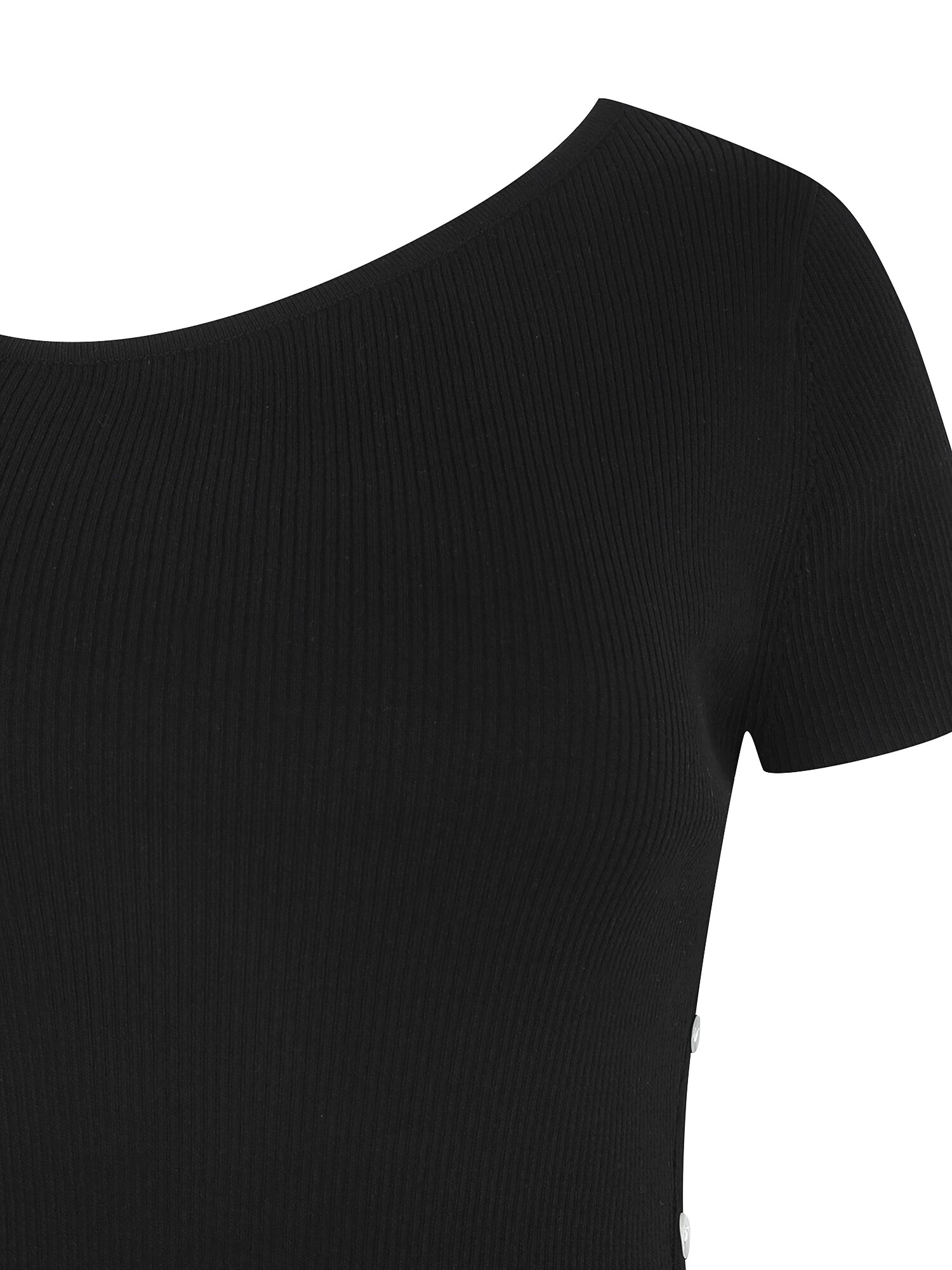 언밸런스 버튼 장식 풀오버 니트 (BLACK)