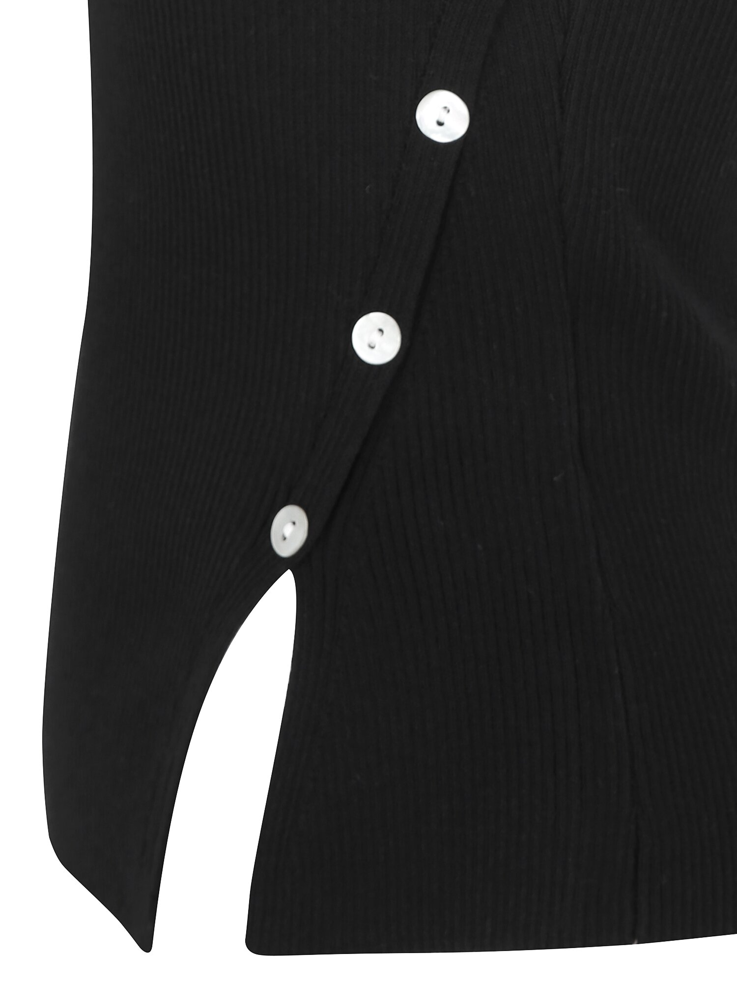 언밸런스 버튼 장식 풀오버 니트 (BLACK)