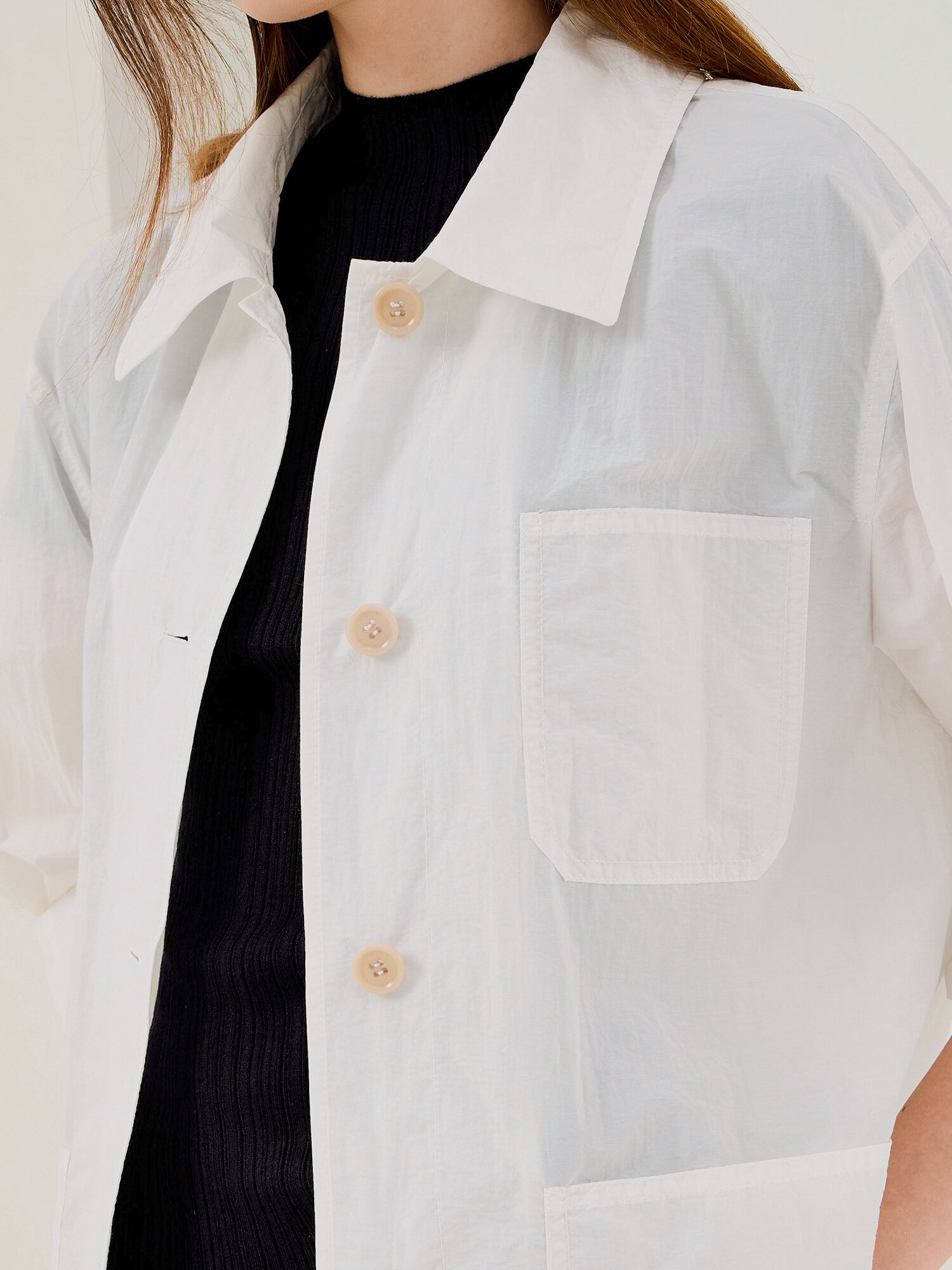 오버핏 코튼 포켓 셔츠 재킷 (WHITE)