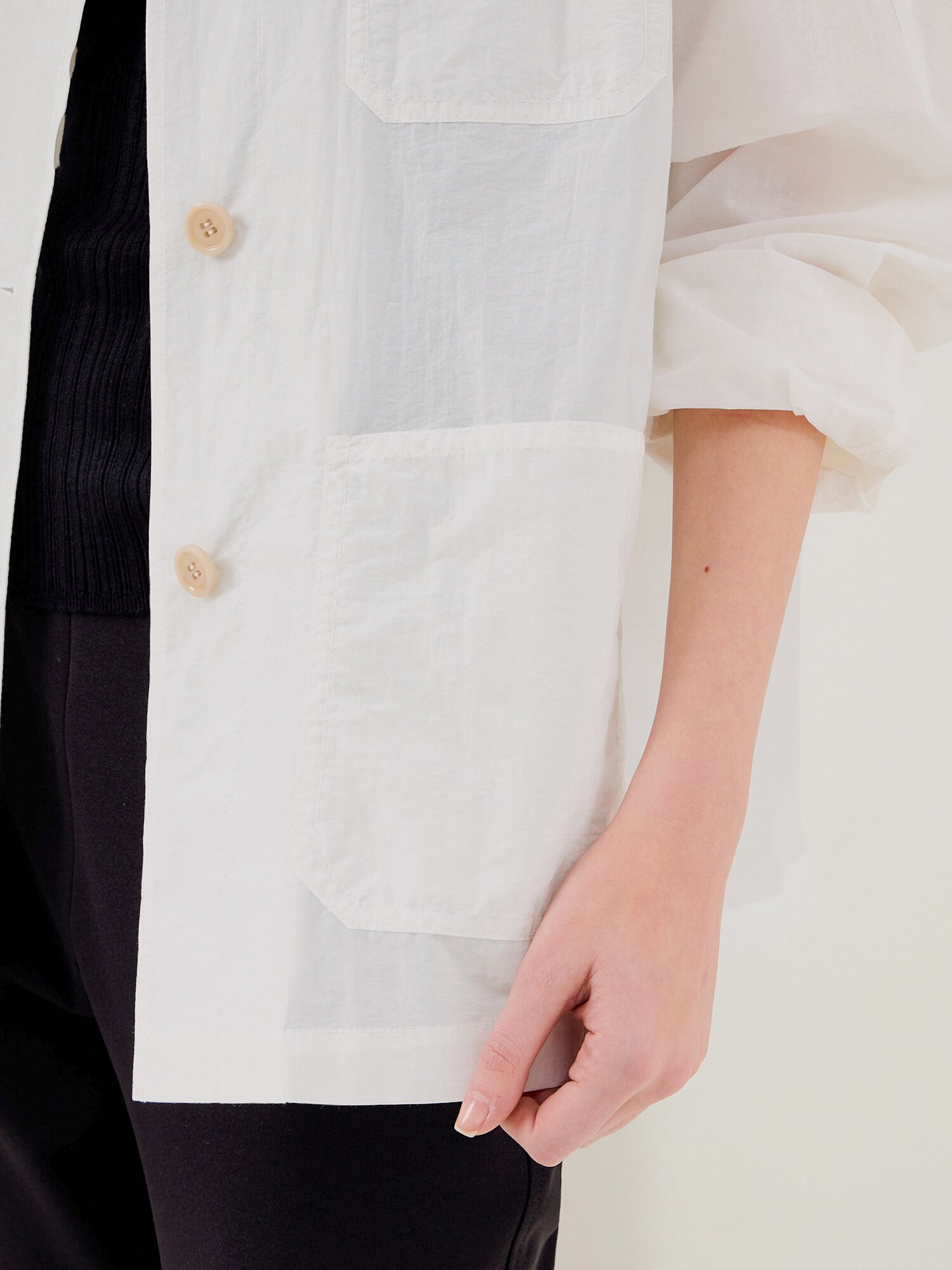 오버핏 코튼 포켓 셔츠 재킷 (WHITE)