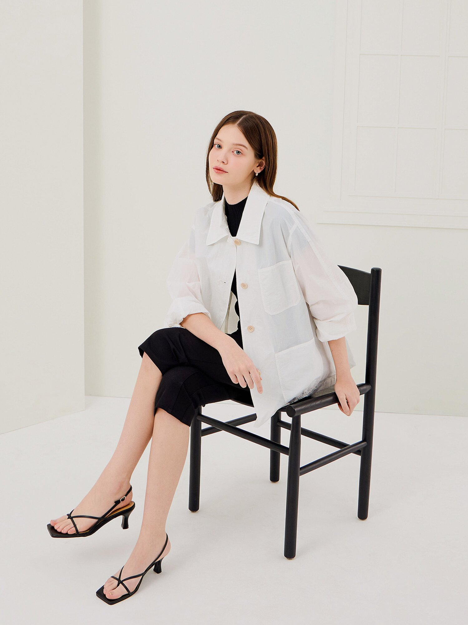 오버핏 코튼 포켓 셔츠 재킷 (WHITE)