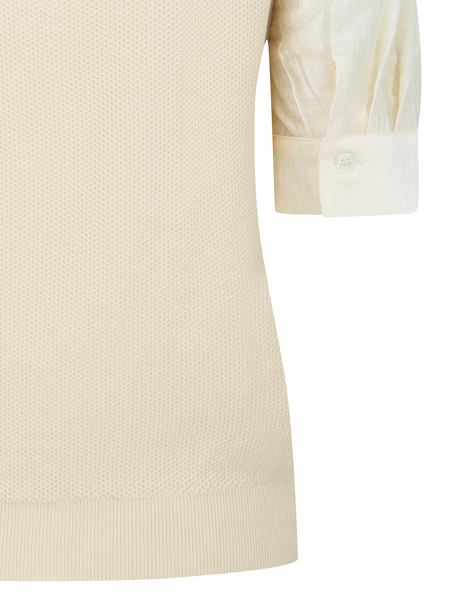 니트 배색 리본넥 블라우스 (BEIGE)