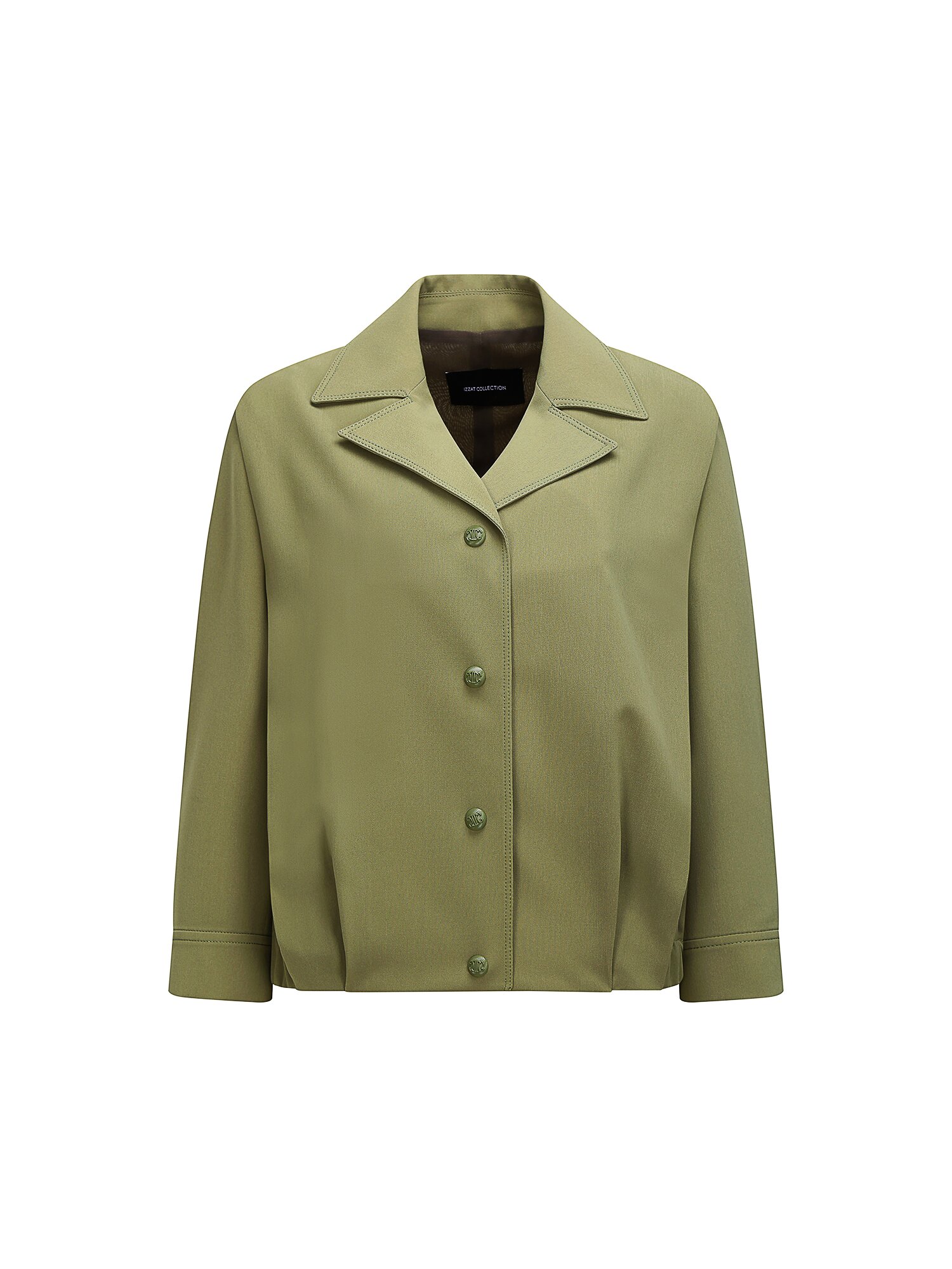 포멀 숄더 턱 오픈 칼라 재킷 (KHAKI)