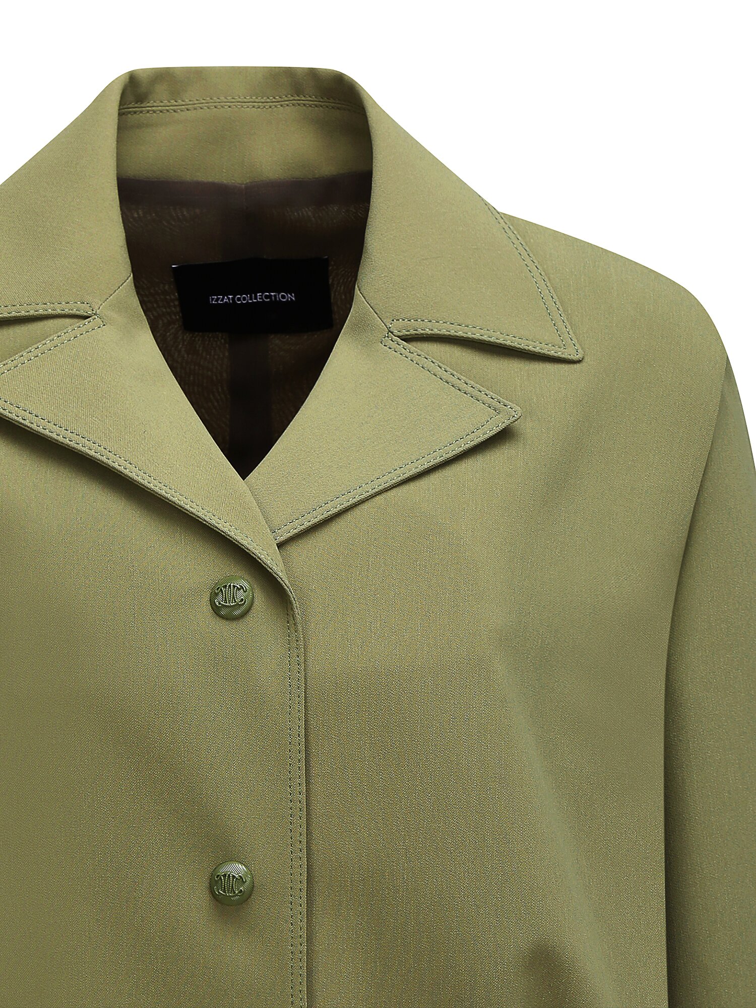 포멀 숄더 턱 오픈 칼라 재킷 (KHAKI)