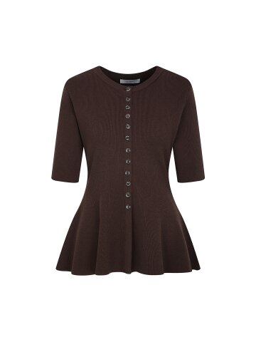 버튼 장식 플레어 풀오버 니트 