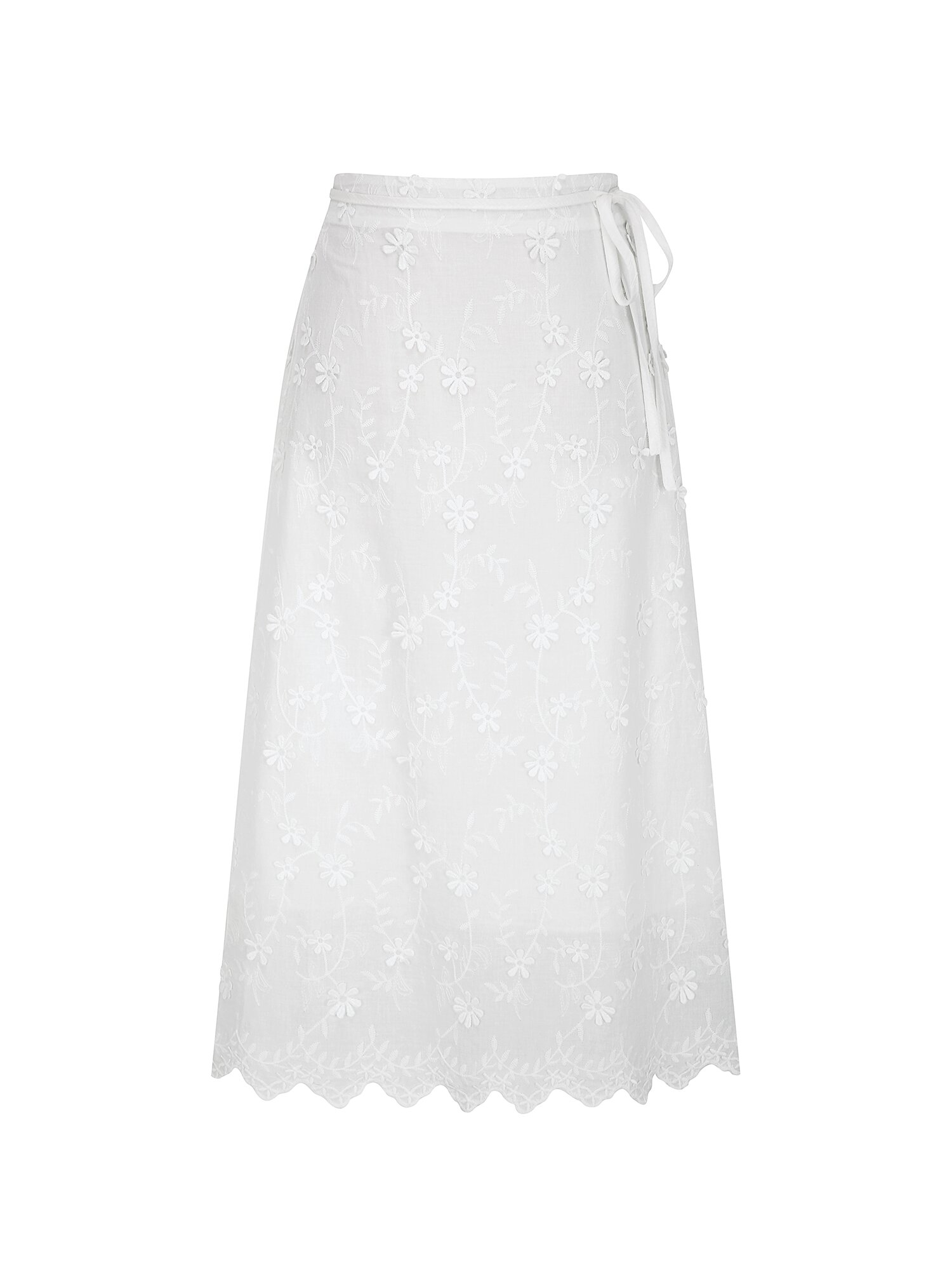 플라워 백 밴딩 A라인 스커트 (WHITE)