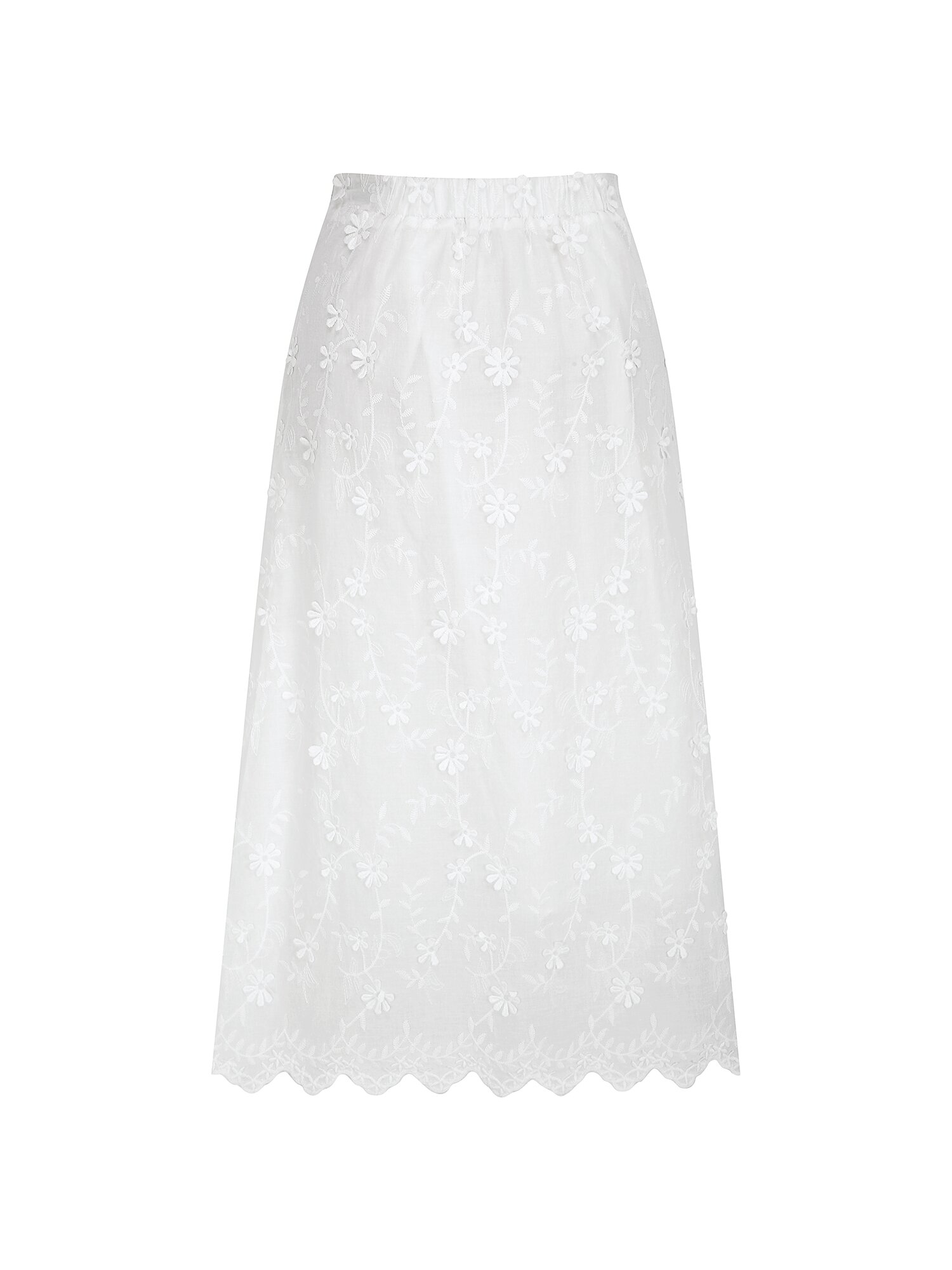 플라워 백 밴딩 A라인 스커트 (WHITE)