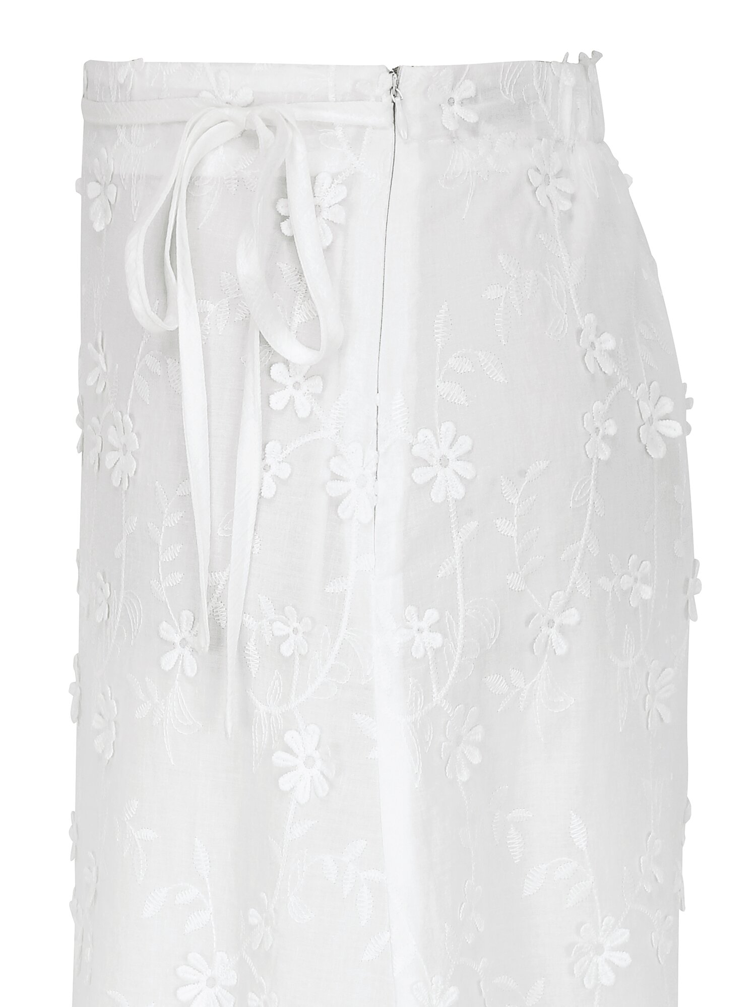 플라워 백 밴딩 A라인 스커트 (WHITE)