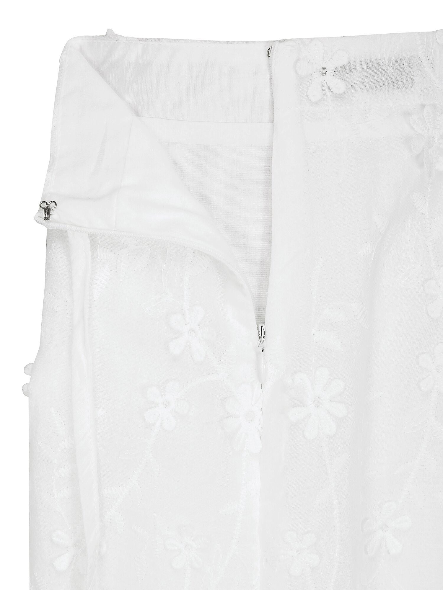 플라워 백 밴딩 A라인 스커트 (WHITE)