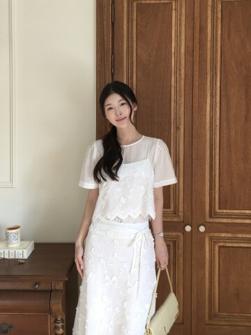 플라워 블라우스 +뷔스티에 세트 