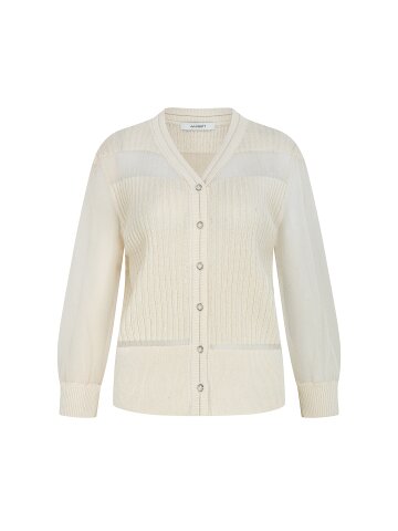 시스루 배색 펄 버튼 브이넥 가디건 