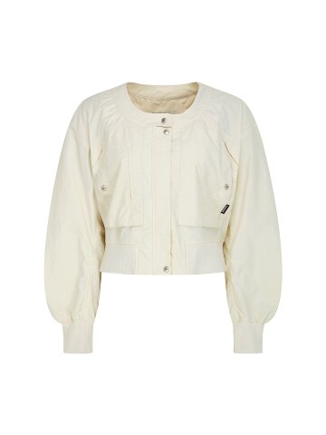 캐주얼 포켓 라운드넥 크롭 재킷 