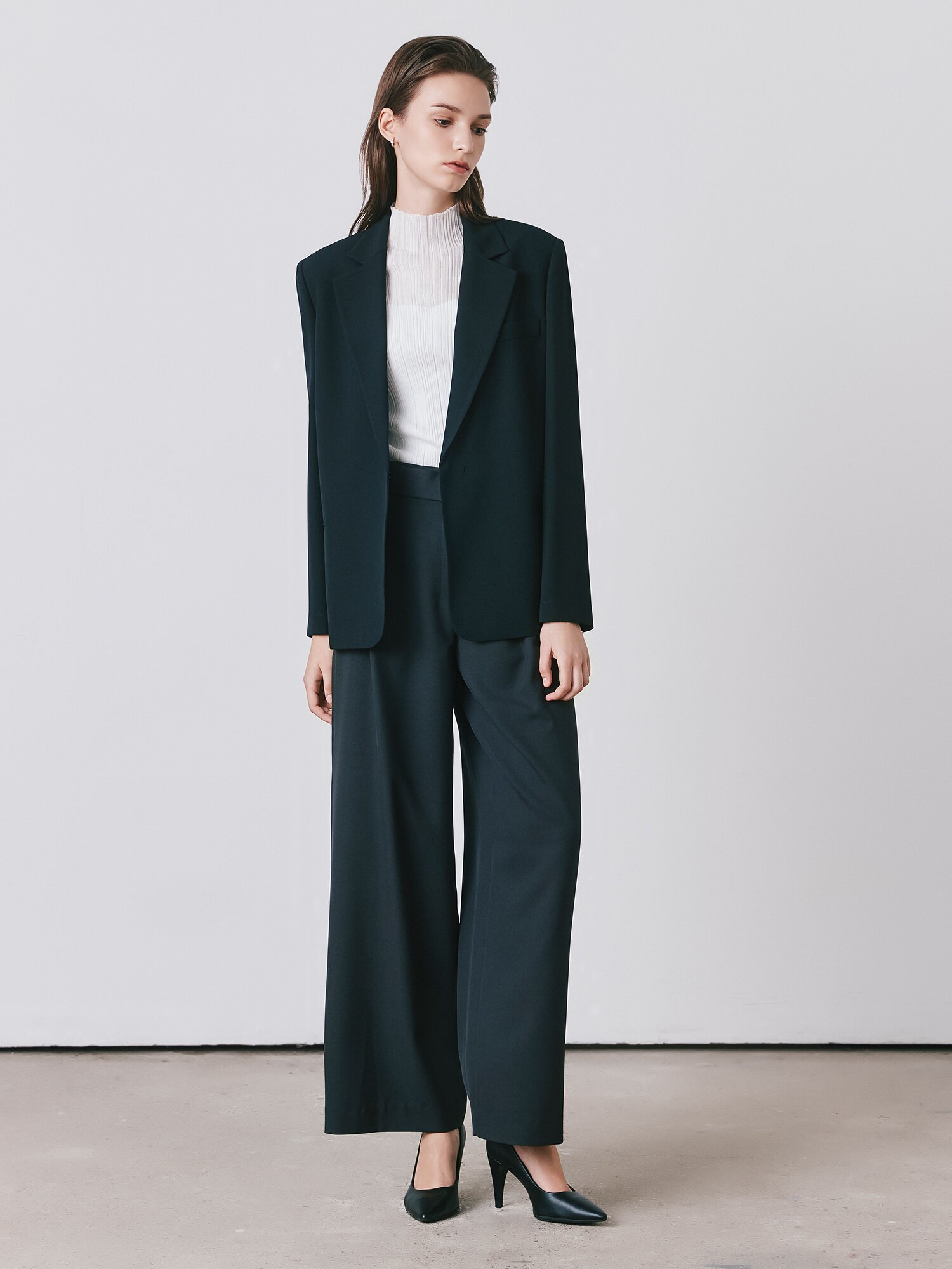 미니멀 테일러드 싱글 재킷 (BLACK)