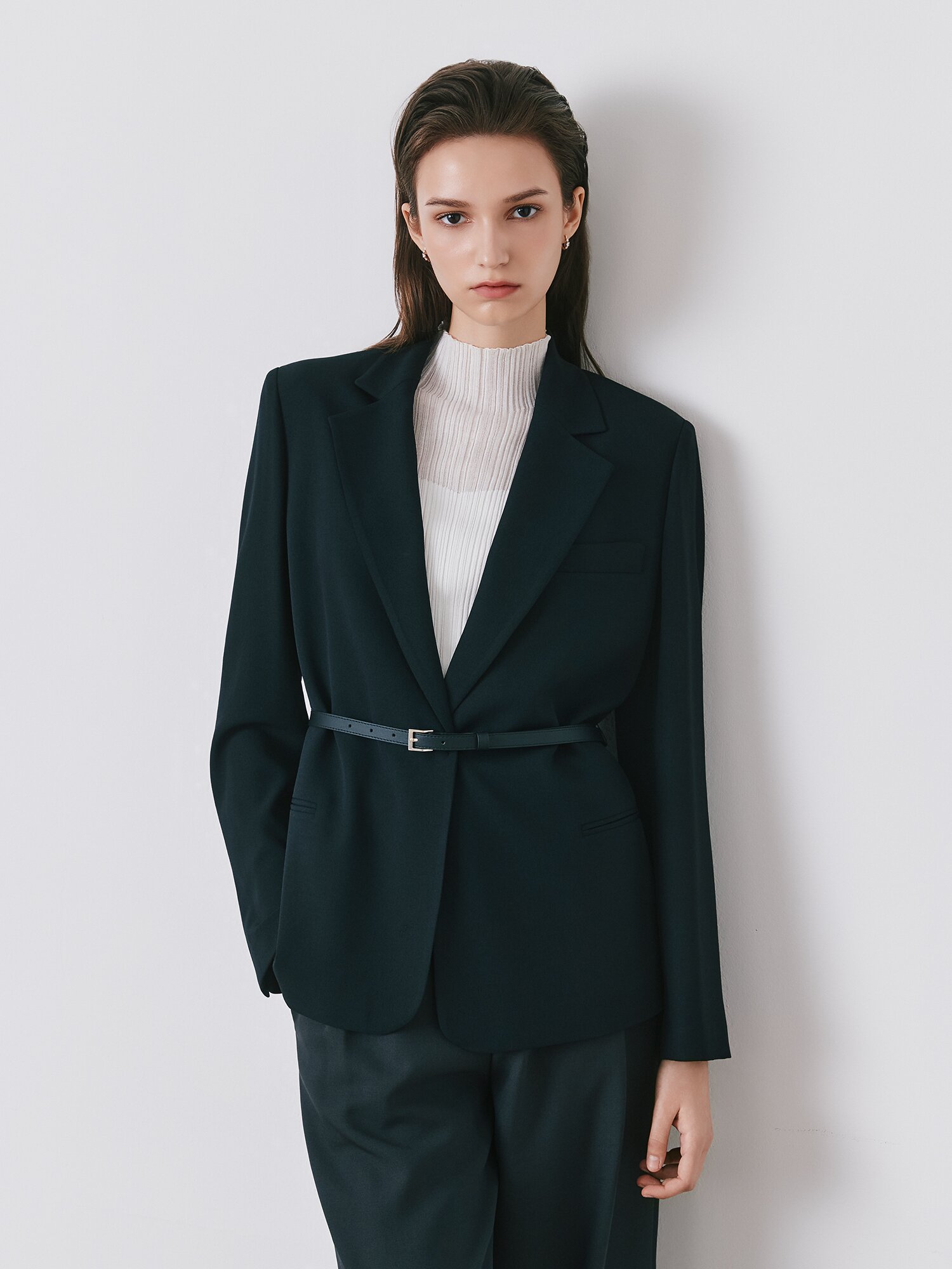 미니멀 테일러드 싱글 재킷 (BLACK)