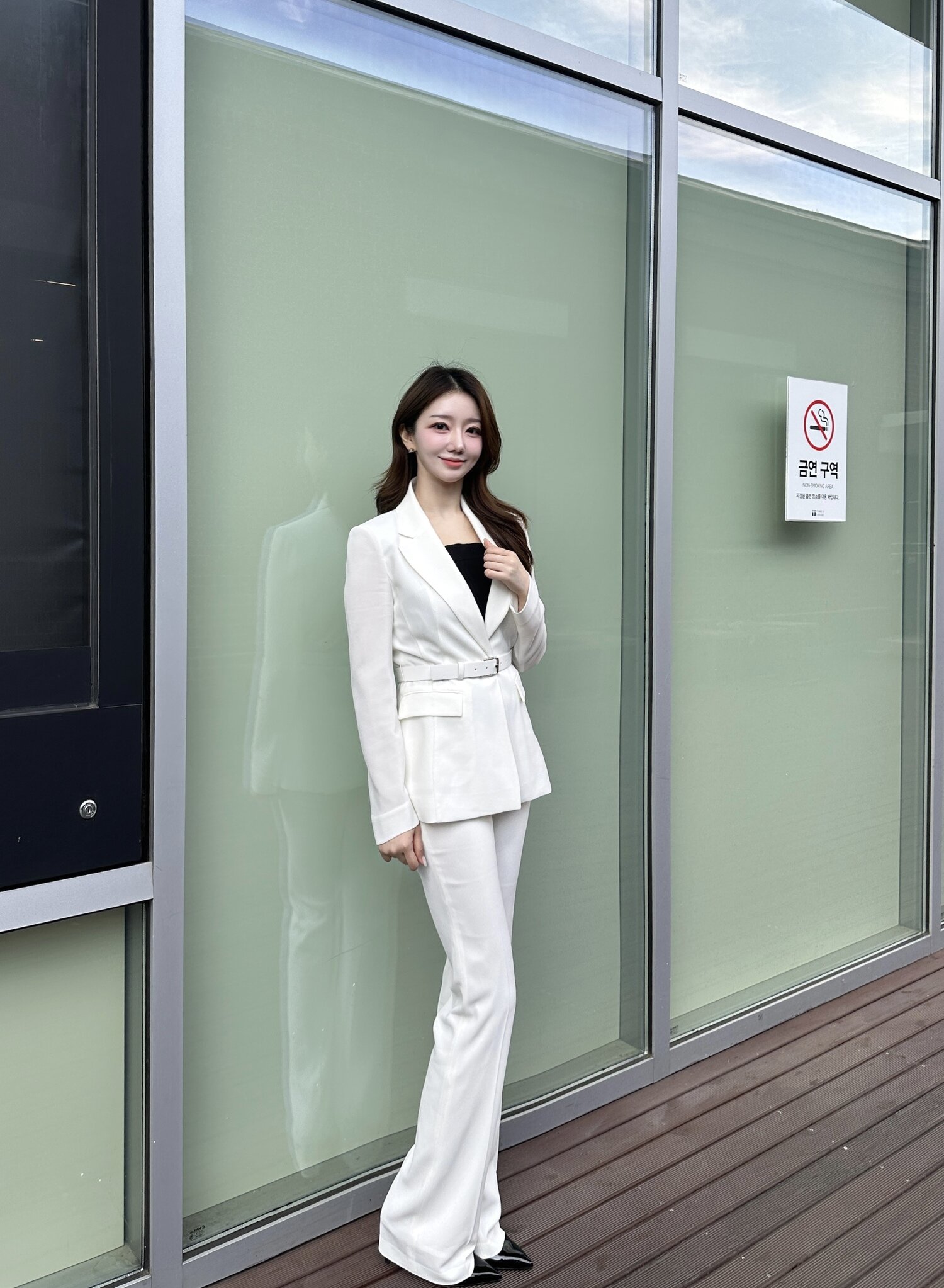 슬림핏 세미 부츠컷 팬츠 (IVORY)