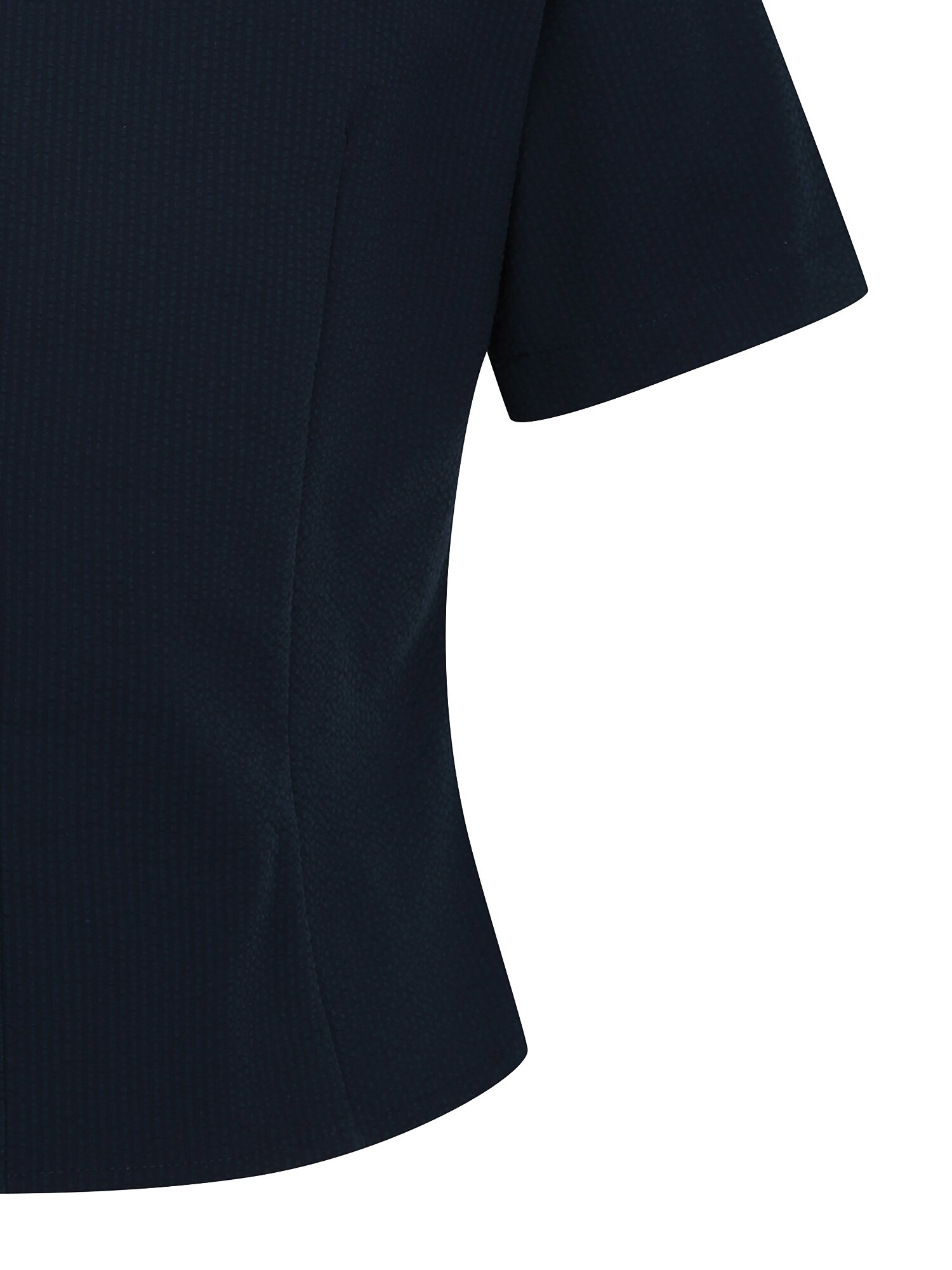 언밸런스 오픈 칼라 크롭 블라우스 (NAVY)
