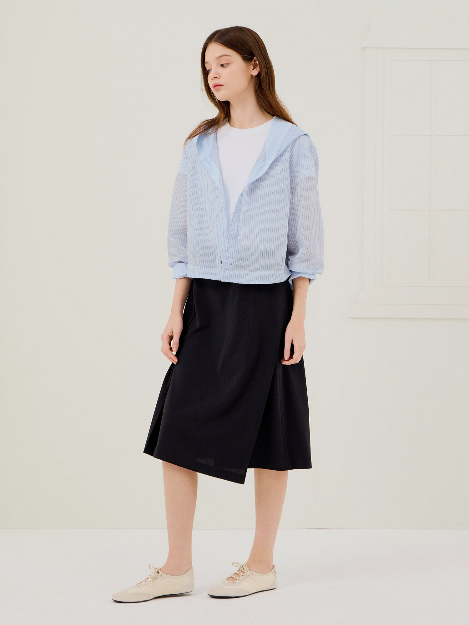 시스루 스트라이프 후드 점퍼 (STRIPE BLUE)