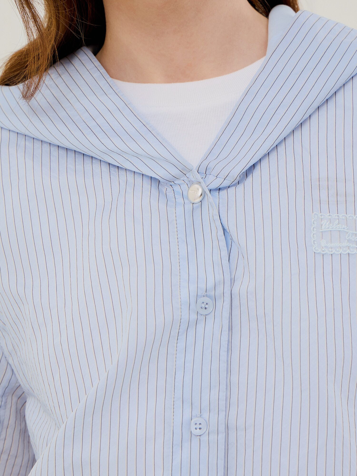 시스루 스트라이프 후드 점퍼 (STRIPE BLUE)