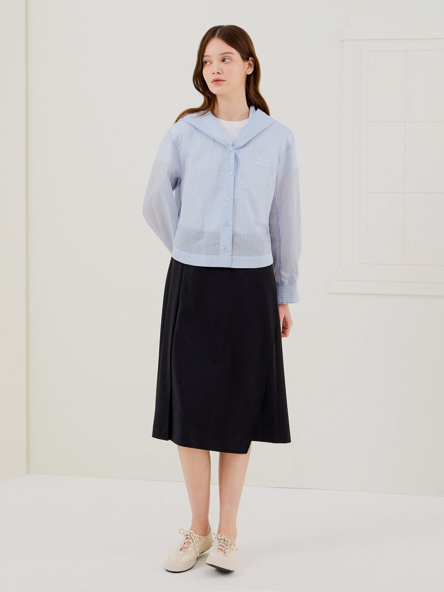 시스루 스트라이프 후드 점퍼 (STRIPE BLUE)