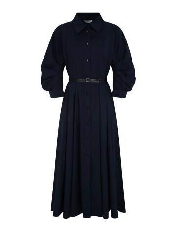 롤업 래글런 플레어 셔츠 원피스 