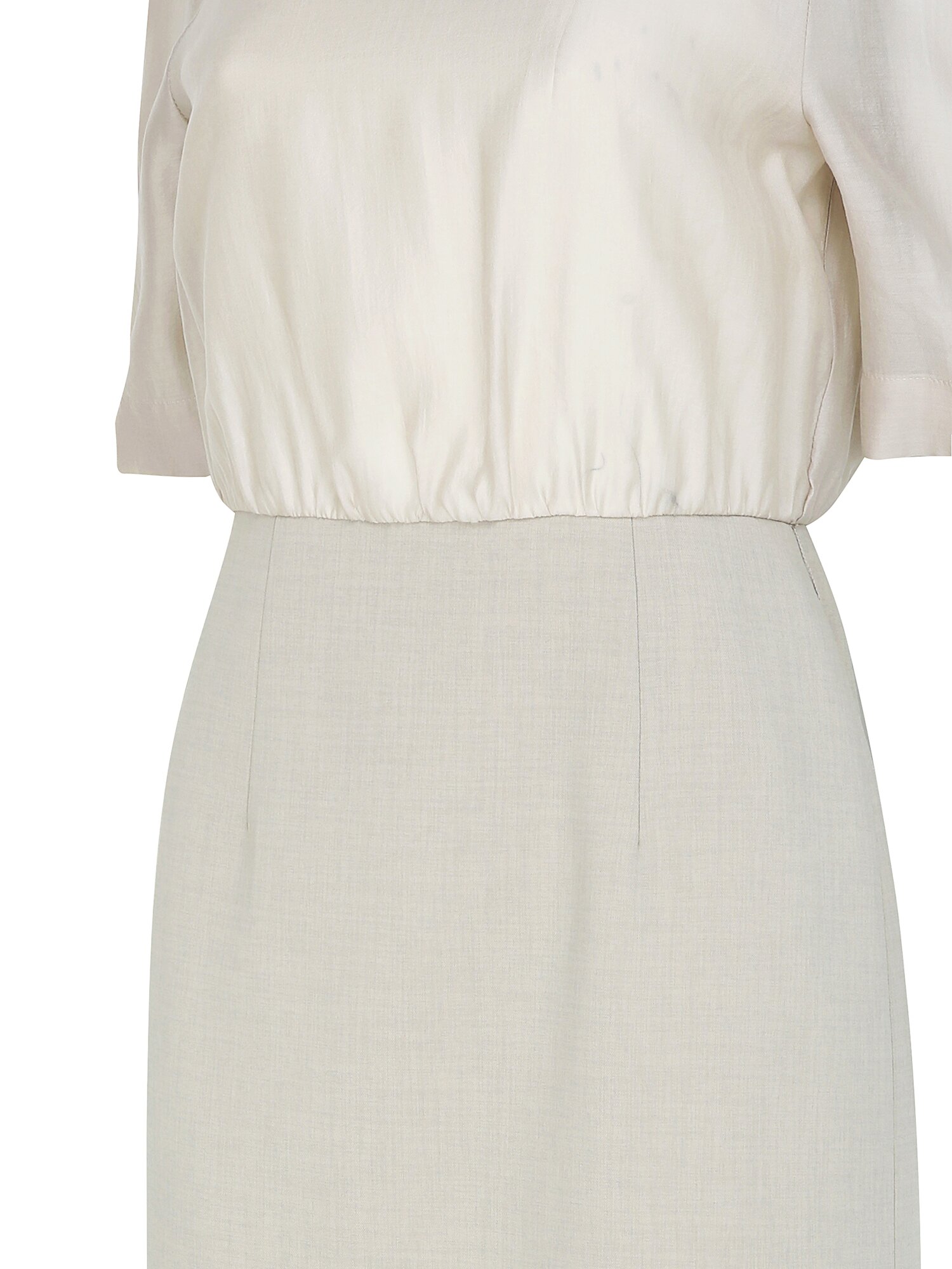 시스루 배색 H라인 원피스 (MELANGE GREY)