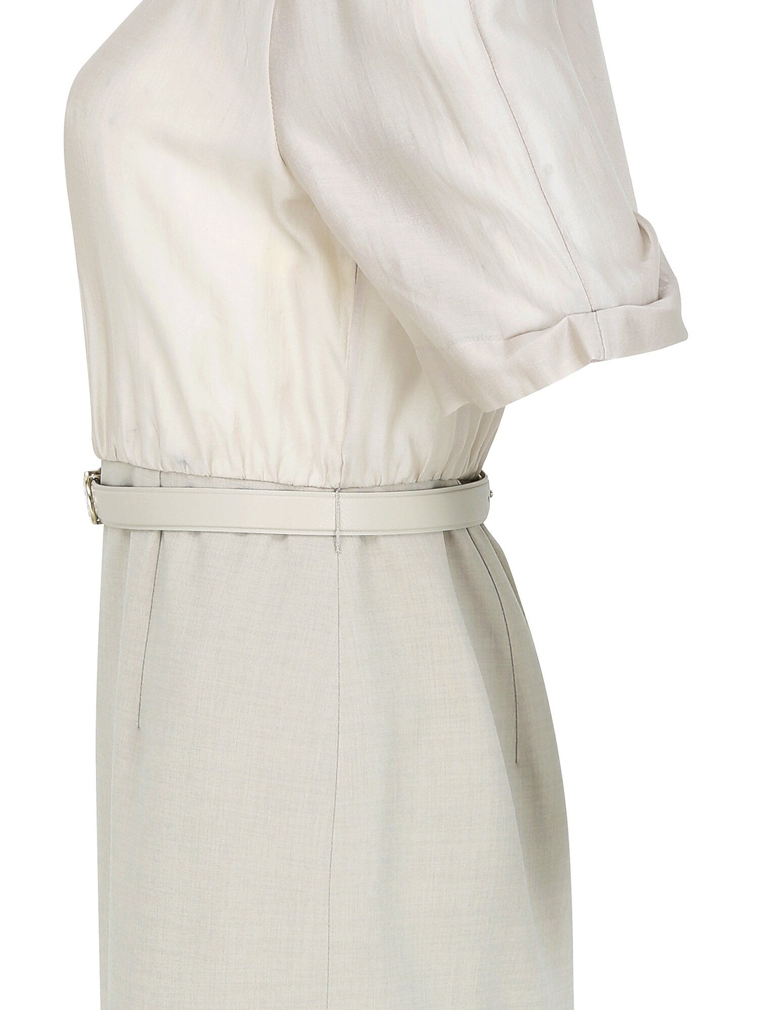 시스루 배색 H라인 원피스 (MELANGE GREY)