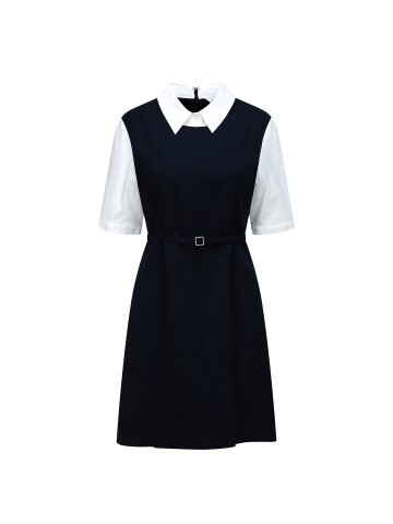 셔츠 배색 A라인 미니 원피스 