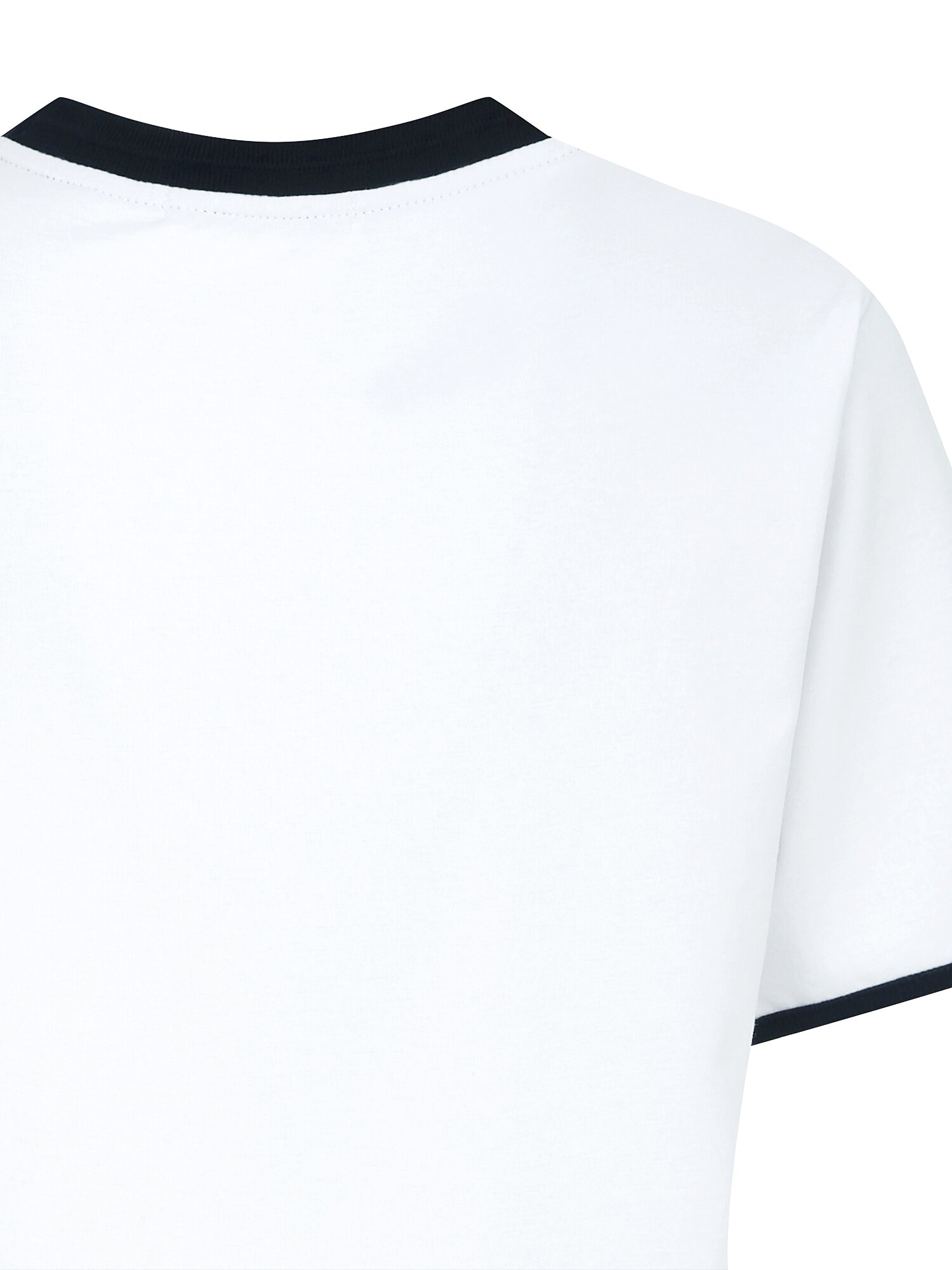 프린트 배색 라운드넥 티셔츠 (WHITE)