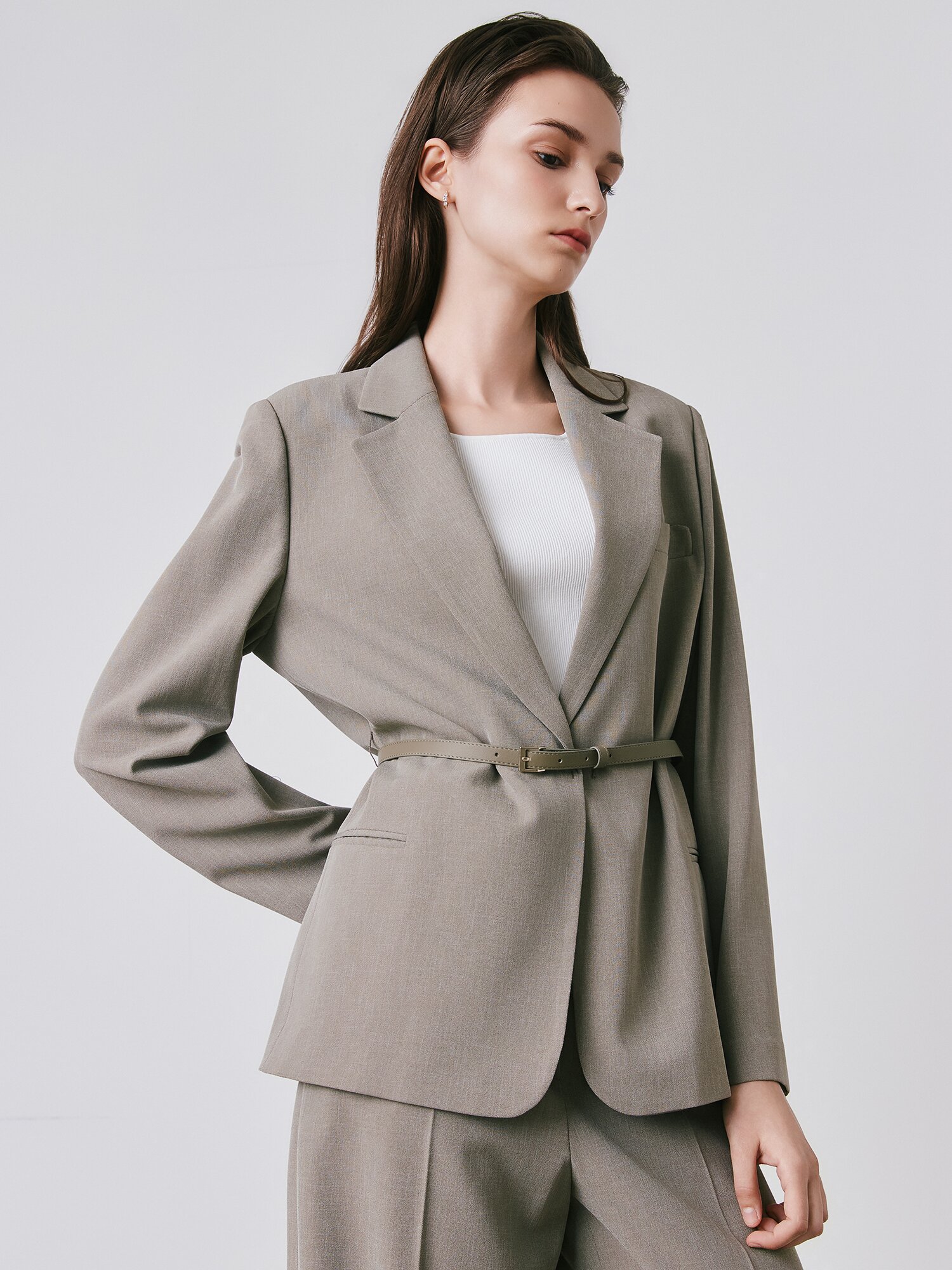 미니멀 테일러드 싱글 재킷 (DARK BEIGE)