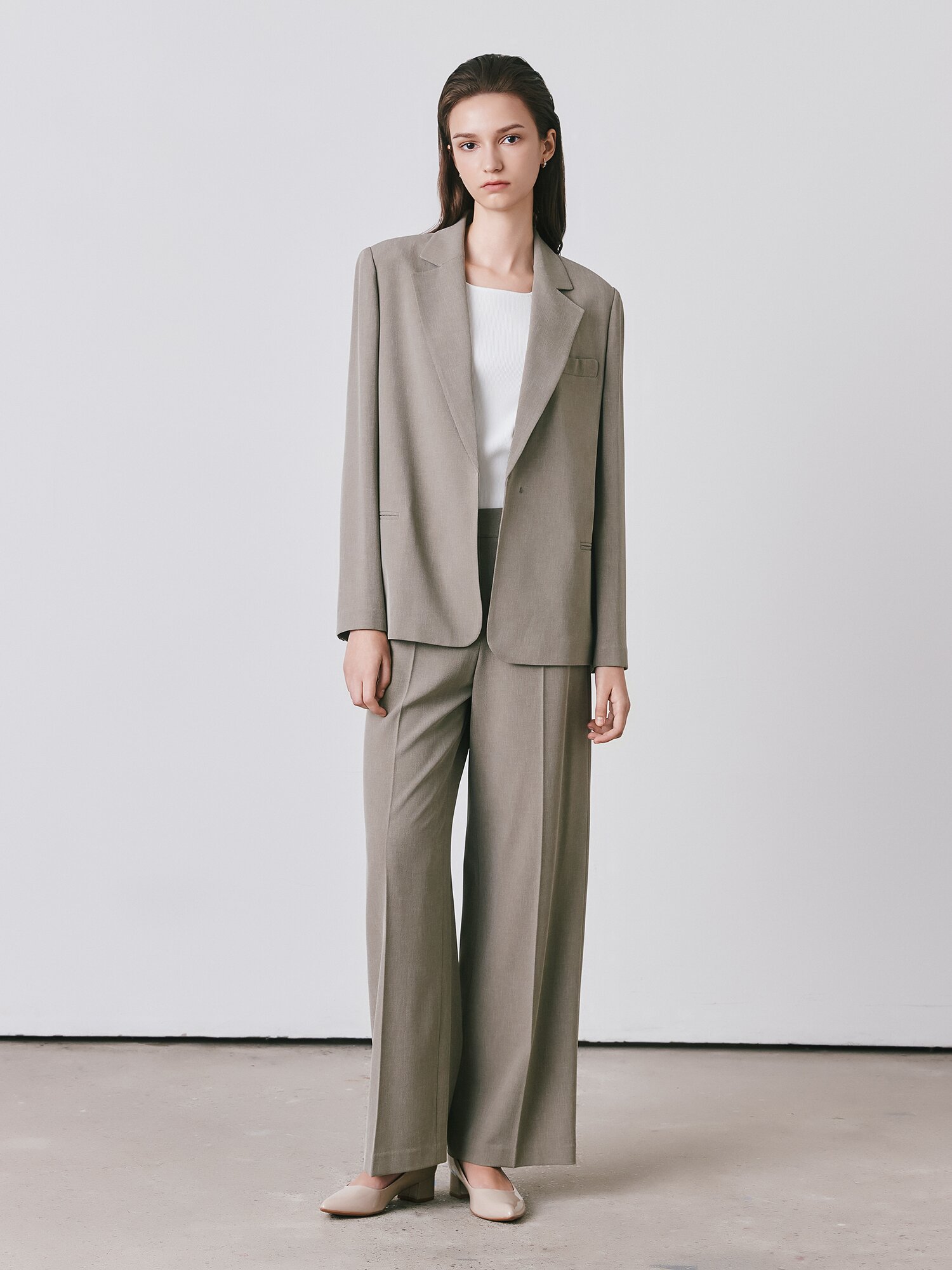 미니멀 테일러드 싱글 재킷 (DARK BEIGE)