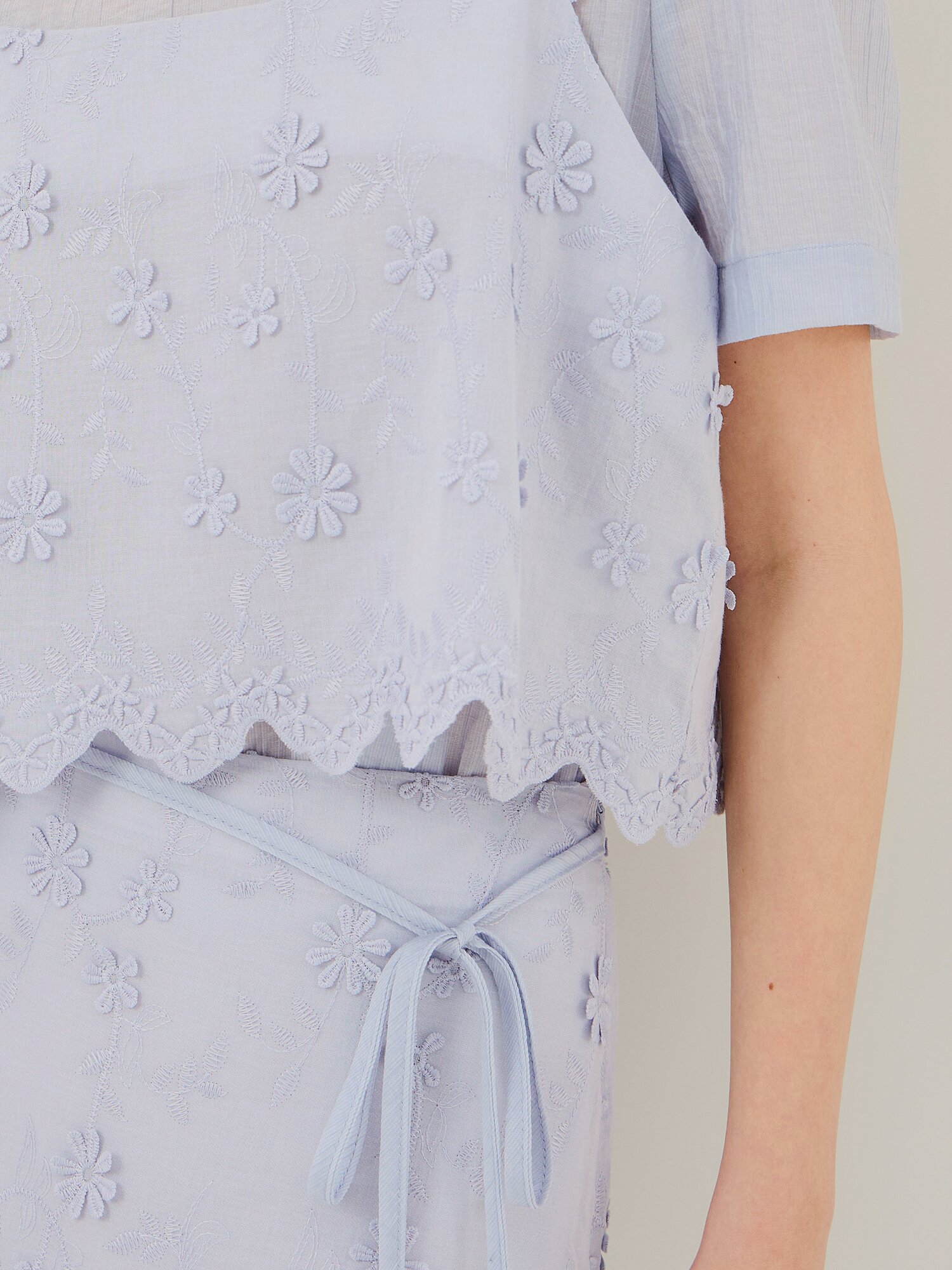 플라워 블라우스 +뷔스티에 세트 (LIGHT BLUE)