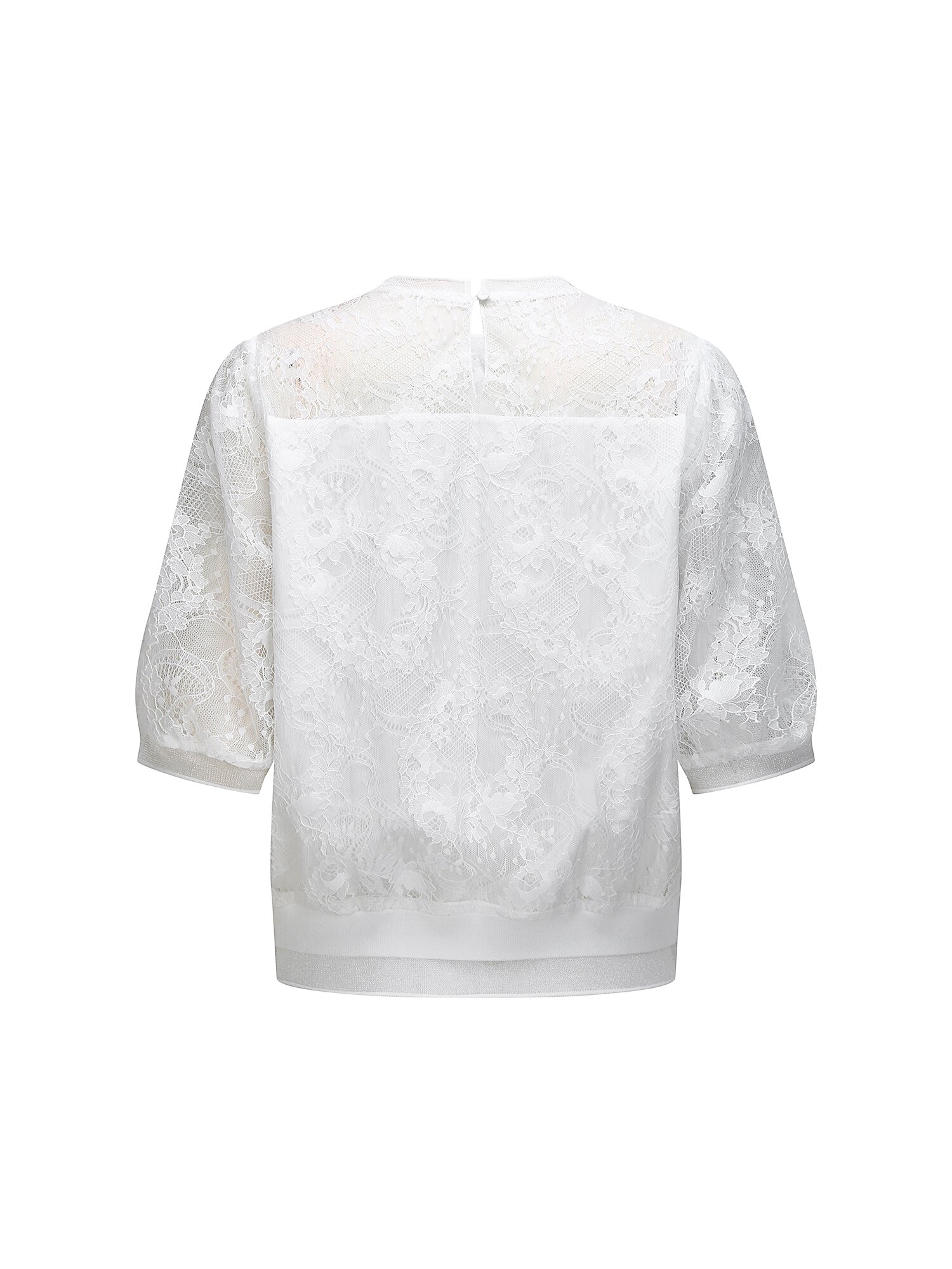 레이스 로고 자수 크롭 블라우스 (WHITE)