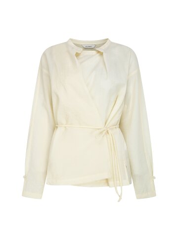 코튼 링클 언밸런스 버튼 블라우스 