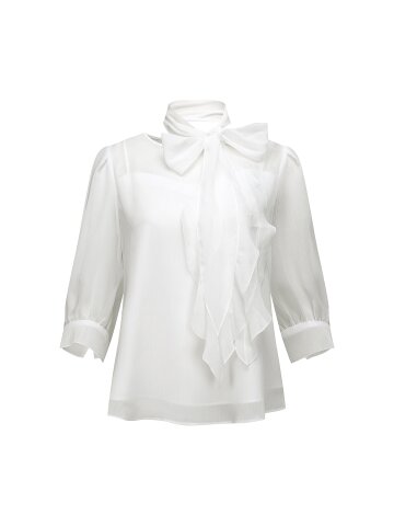 타이 시폰 라운드넥 블라우스 