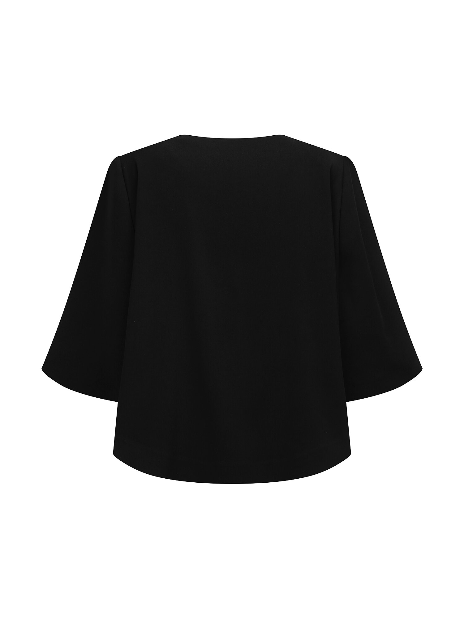 7부 라운드넥 케이프 재킷 (BLACK)