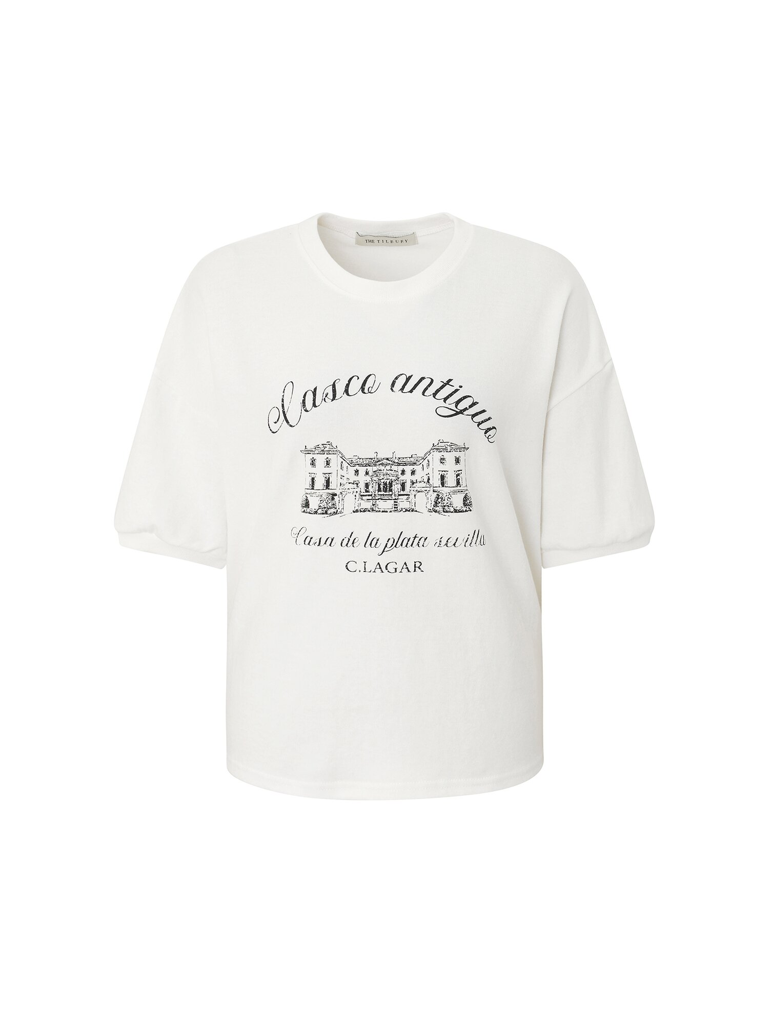 프린팅 밴딩 슬리브 티셔츠 (WHITE)