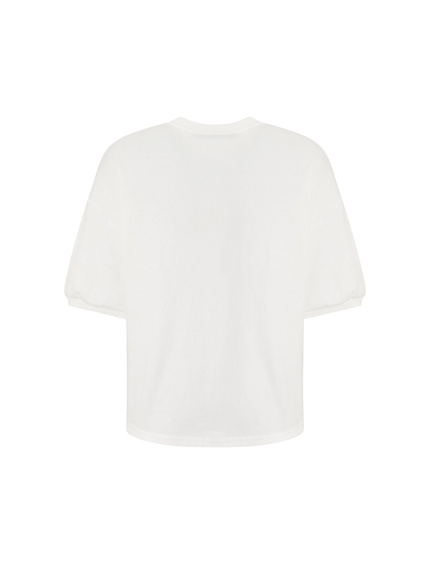 프린팅 밴딩 슬리브 티셔츠 (WHITE)