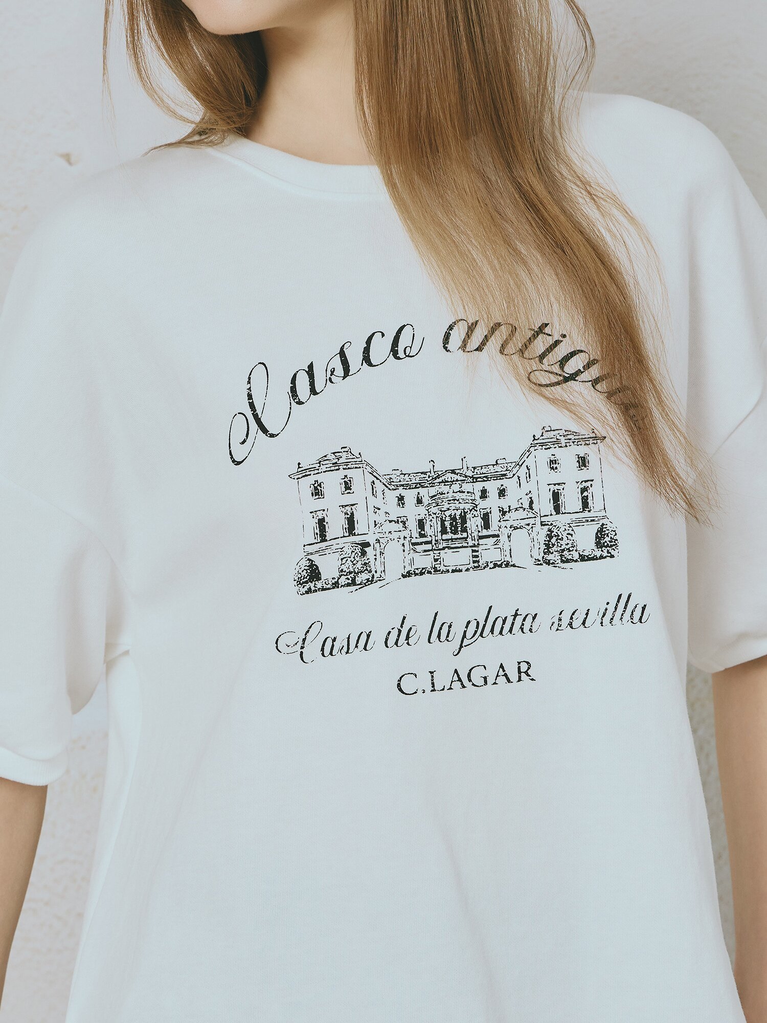 프린팅 밴딩 슬리브 티셔츠 (WHITE)