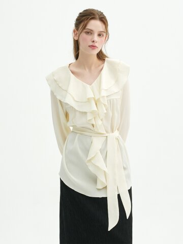 마리포사 링클 러플 블라우스